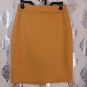 Ann Taylor Factory Mustard Yellow Pencil Skirt Size 0